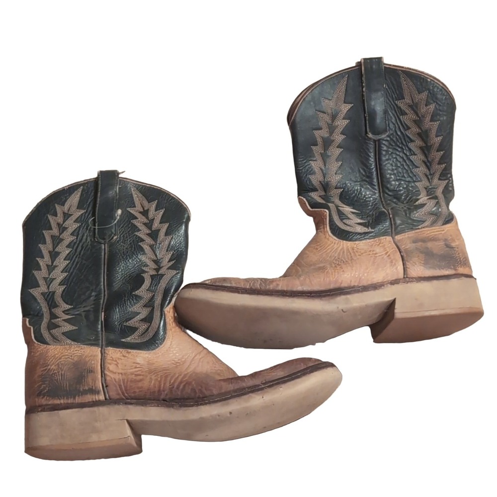Anderson Bean Western Leather Cowboy Boots 0490B Men's 9 Tan Black Round Toe